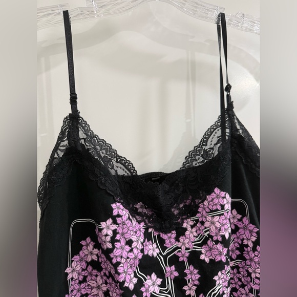 Spencers BodyRage skull w/ cherry blossom tree loungewear tank w/ elastic straps - Picture 4 of 12